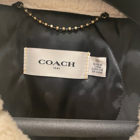 Coach Men's Blue and Black Plaid shearling jacket Men's Large - Picture 2 of 6